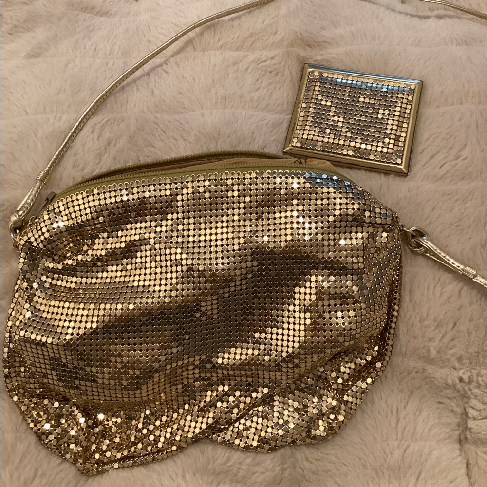 Vintage Gold Sequenced Bag W/ Mirror